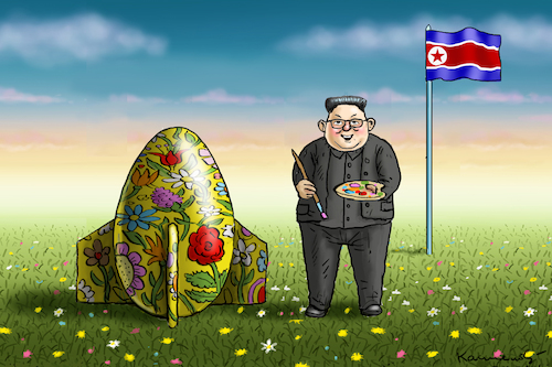 Cartoon: OSTERNWÜNSCHE AUS NORD KOREA (medium) by marian kamensky tagged obama,trump,präsidentenwahlen,usa,baba,vanga,republikaner,inauguration,demokraten,kim,jong,un,wikileaks,faschismus,obama,trump,präsidentenwahlen,usa,baba,vanga,republikaner,inauguration,demokraten,kim,jong,un,wikileaks,faschismus