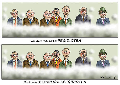 Cartoon: PEGIDIOTENTUMENTWICKLUNG (medium) by marian kamensky tagged rechtsüberholer,csu,pegida,charlie,hebdo,rechtsüberholer,csu,pegida,charlie,hebdo