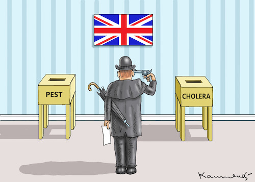 Cartoon: PEST ODER CHOLERA ? 2 (medium) by marian kamensky tagged brexit,theresa,may,england,eu,schottland,weicher,wahlen,boris,johnson,nigel,farage,ostern,seidenstrasse,xi,jinping,referendum,trump,monsanto,bayer,glyphosa,strafzölle,corbyn,brexit,theresa,may,england,eu,schottland,weicher,wahlen,boris,johnson,nigel,farage,ostern,seidenstrasse,xi,jinping,referendum,trump,monsanto,bayer,glyphosa,strafzölle,corbyn