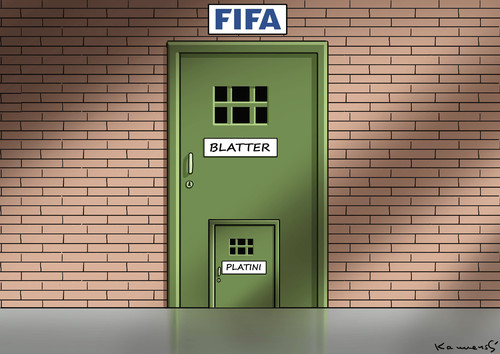 Cartoon: PLATTER BLATINI (medium) by marian kamensky tagged fbi,und,blatter,fifa,fussbal,platini,korruption,rücktritt,fbi,und,blatter,fifa,fussbal,platini,korruption,rücktritt