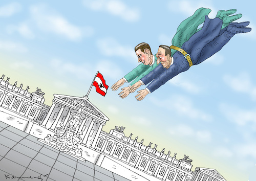 Cartoon: POPULISMUS MIT KURZ UND STRACHE (medium) by marian kamensky tagged nationalratswahlen,in,österreich,angelobung,kurz,kern,strache,nationalratswahlen,in,österreich,angelobung,kurz,kern,strache