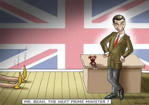 Cartoon: PRIME MINISTER MR. BEAN (medium) by marian kamensky tagged brexit,theresa,may,england,eu,schottland,weicher,wahlen,boris,johnson,nigel,farage,referendum,brexit,theresa,may,england,eu,schottland,weicher,wahlen,boris,johnson,nigel,farage,referendum