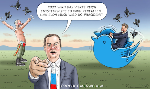 Cartoon: PROPHET MEDWEDEW (medium) by marian kamensky tagged faschistischer,weihnachtsterror,putin,ukraine,energieterror,faschistischer,weihnachtsterror,putin,ukraine,energieterror