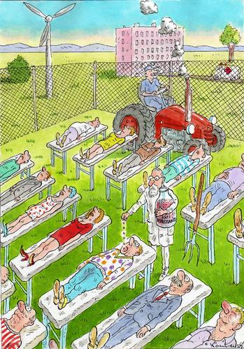 Cartoon: Psychofarm (medium) by marian kamensky tagged humor,illustration,arzt,ärzte,patient,krankenhaus,tiere,farm,gesundheit