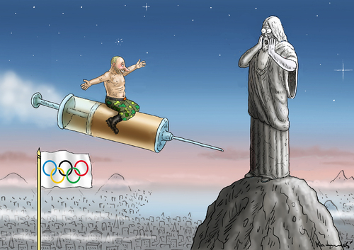 Cartoon: PUTIN DARF NACH RIO (medium) by marian kamensky tagged rio,2016,zika,virus,olympische,spiele,doping,putin,rio,2016,zika,virus,olympische,spiele,doping,putin