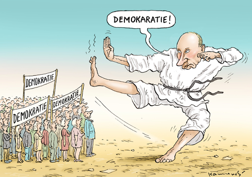 Cartoon: Putins Demokratievorstellung (medium) by marian kamensky tagged putin,judo,botox,russland,demokratie,gipfeltreffen,putin,judo,botox,russland,demokratie,gipfeltreffen