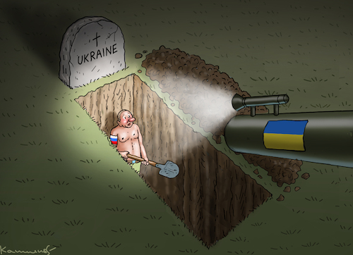 Cartoon: PUTINS ENDSTATION (medium) by marian kamensky tagged putins,bescherung,ukraine,provokation,swift,habeck,nato,osterweiterung,putins,bescherung,ukraine,provokation,swift,habeck,nato,osterweiterung