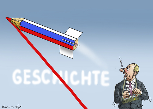 Cartoon: PUTINS GESCHICHTSUMSCHREIBUNG (medium) by marian kamensky tagged ukraine,konflikt,minsk,putin,poroschenko,merkel,hollande,ukraine,konflikt,minsk,putin,poroschenko,merkel,hollande