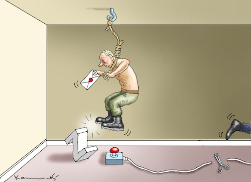 Cartoon: PUTINS TODESSPRUNG (medium) by marian kamensky tagged putins,bescherung,ukraine,provokation,swift,nato,osterweiterung,putins,bescherung,ukraine,provokation,swift,nato,osterweiterung