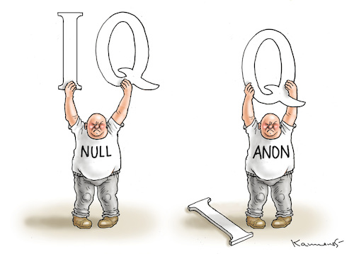 Cartoon: QAnon (medium) by marian kamensky tagged coronavirus,epidemie,gesundheit,panik,stillegung,trump,pandemie,coronavirus,epidemie,gesundheit,panik,stillegung,trump,pandemie