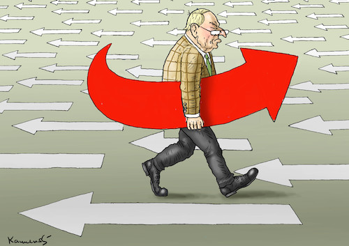 Cartoon: RECHTSABBIEGER GAULAND (medium) by marian kamensky tagged merkel,versus,schulz,wahlkampf,2017,tv,duell,spd,cdu,gauland,afd,merkel,versus,schulz,wahlkampf,2017,tv,duell,spd,cdu,gauland,afd