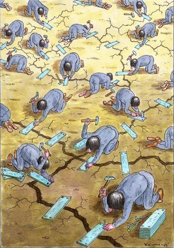 Cartoon: Reconstruction (medium) by marian kamensky tagged humor,illustration,japan,fukushima,erdebeben,natur,umweltkatastrophe,aufbau