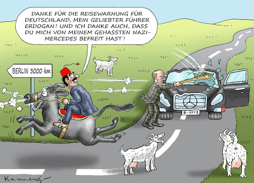 Cartoon: REISEWARNUNG FÜR DEUTSCHLAND (medium) by marian kamensky tagged cumhuriyet,erdogan,pressefreiheit,terrorliste,g20,merkel,türkei,denit,yücel,sigmar,gabriel,reisewarnung,für,deutschland,will,akhanli,haben,cumhuriyet,erdogan,pressefreiheit,terrorliste,g20,merkel,türkei,denit,yücel,sigmar,gabriel,reisewarnung,für,deutschland,will,akhanli,haben