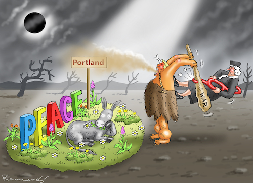 Cartoon: RICHTERIN STOPPT FASCHISTEN (medium) by marian kamensky tagged richterin,stoppt,faschisten,in,portland,trump,maga,richterin,stoppt,faschisten,in,portland,trump,maga