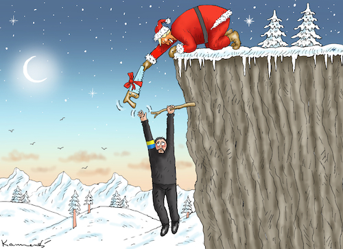 Cartoon: ROMANTISCHER SANTA DONALD TRUMP (medium) by marian kamensky tagged romantischer,santa,donald,klaus,trump,selensky,romantischer,santa,donald,klaus,trump,selensky