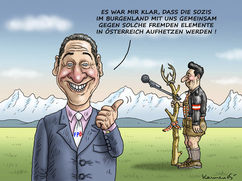 Cartoon: ROT BRAUN IN ÖSTERREICH (medium) by marian kamensky tagged spö,fpö,österreich,rotbraune,koalition,burgenland,strache,spö,fpö,österreich,rotbraune,koalition,burgenland,strache