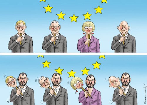 Cartoon: SALVINISIERUNG DES ABENDLANDES (medium) by marian kamensky tagged merkel,seehofer,unionskrise,csu,cdu,flüchtlinge,kontrollzentren,für,salvini,defizit,merkel,seehofer,unionskrise,csu,cdu,flüchtlinge,kontrollzentren,für,salvini,defizit