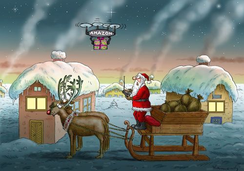 Cartoon: SANTA AMAZON (medium) by marian kamensky tagged santa,amazon,santa,amazon