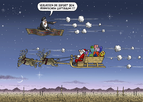 Cartoon: Santa über den Iran (medium) by marian kamensky tagged santa,claus,iran,terrorismus,mullahs,al,khaida,taliban,islam,christentum,intolleranz,santa,claus,iran,terrorismus,mullahs,al,khaida,taliban,islam,christentum,intolleranz