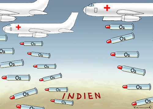 Cartoon: SAUERSTOFF FÜR INDIEN (medium) by marian kamensky tagged sauerstoff,für,indien,sauerstoff,für,indien