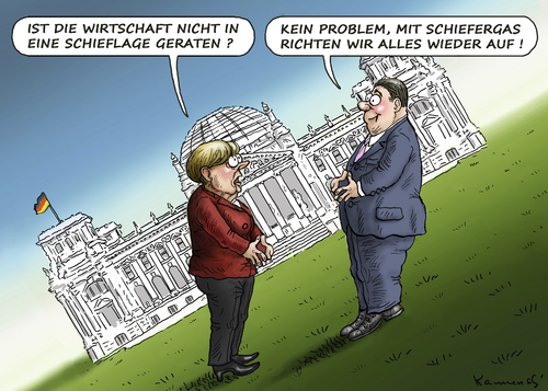 Cartoon: Schiefer Gas (medium) by marian kamensky tagged schiefe,wirtschaftslage,angela,merkel,sigmar,gabriel,schiefergas,schiefe,wirtschaftslage,angela,merkel,sigmar,gabriel,schiefergas