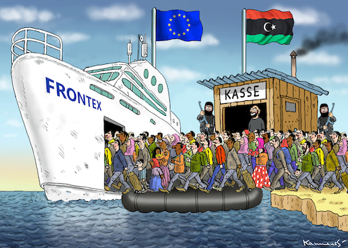 Cartoon: SCHLEPPERHELFER FRONTEX (medium) by marian kamensky tagged schlepperhelfer,frontex,schlepperhelfer,frontex