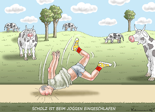 SCHOLZ BEIM JOGGEN EINGESCHLAFEN