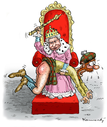 Cartoon: Schottenbestrafung (medium) by marian kamensky tagged schottentrennung,von,england,eu,hilfskonvoi,david,cameron,queen,elisabeth,schottentrennung,von,england,eu,hilfskonvoi,david,cameron,queen,elisabeth