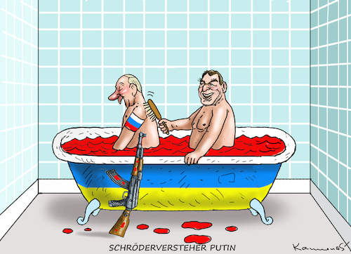 Cartoon: SCHRÖDERVERSTEHER PUTIN (medium) by marian kamensky tagged putins,bescherung,ukraine,provokation,schröder,putin,swift,nato,osterweiterung,putins,bescherung,ukraine,provokation,schröder,putin,swift,nato,osterweiterung