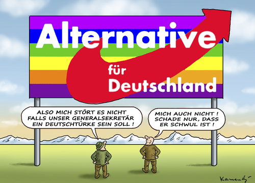 Cartoon: SCHWULE ALTERNATIVE (medium) by marian kamensky tagged alternative,für,deutschland,rechtspopulismus,afd,uli,hoeness,henkel,bernd,lucke,alternative,für,deutschland,rechtspopulismus,afd,uli,hoeness,henkel,bernd,lucke