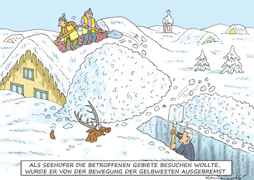 Cartoon: SEEHOFER IN BETROFFENEN GEBIETEN (medium) by marian kamensky tagged katastrophenfall,in,bayern,schneechaos,skitourismus,bundeswehr,seehofer,katastrophenfall,in,bayern,schneechaos,skitourismus,bundeswehr,seehofer