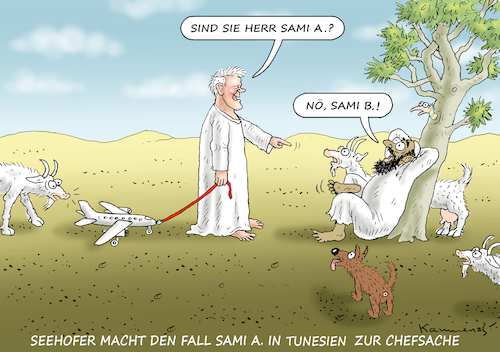 Cartoon: SEEHOFER UND SAMI A. (medium) by marian kamensky tagged merkel,seehofer,unionskrise,csu,cdu,flüchtlinge,sami,merkel,seehofer,unionskrise,csu,cdu,flüchtlinge,sami