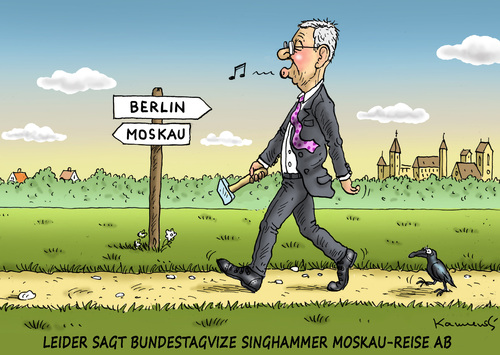 Cartoon: SINGHAMMER NACH MOSKAU (medium) by marian kamensky tagged singhammer,nach,moskau,csu,putin,einreiseverbot,singhammer,nach,moskau,csu,putin,einreiseverbot