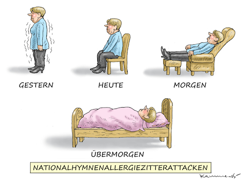 Cartoon: SITZEN BEI HYMNE GEHT GAR NICHT (medium) by marian kamensky tagged merkel,seehofer,unionskrise,csu,cdu,flüchtlinge,kontrollzentren,für,salvini,defizit,merkel,seehofer,unionskrise,csu,cdu,flüchtlinge,kontrollzentren,für,salvini,defizit