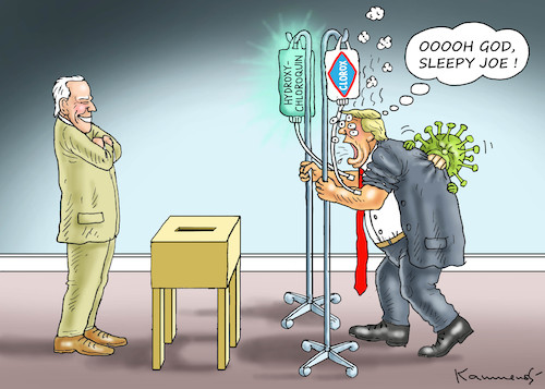 Cartoon: SLEEPY JOE AND TRUMP (medium) by marian kamensky tagged coronavirus,epidemie,gesundheit,panik,stillegung,trump,pandemie,coronavirus,epidemie,gesundheit,panik,stillegung,trump,pandemie