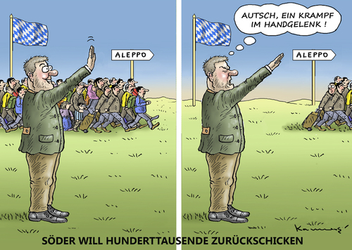 Cartoon: SÖDER HAT KRÄMPFE (medium) by marian kamensky tagged söder,csu,flüchtlinge,faschismus,söder,csu,flüchtlinge,faschismus