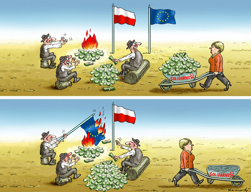 Cartoon: SOLIDARNOSC (medium) by marian kamensky tagged solidarnosc,pis,polen,nationalismus,merkel,solidarnosc,pis,polen,nationalismus,merkel