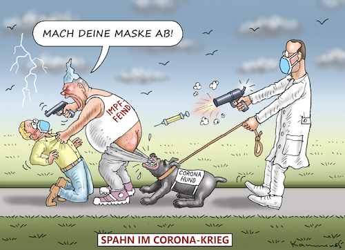 Cartoon: SPAHN IM CORONA-KRIEG (medium) by marian kamensky tagged curevac,testzentren,corona,impfung,spahn,im,krieg,pandemie,impfpflicht,curevac,testzentren,corona,impfung,spahn,im,krieg,pandemie,impfpflicht