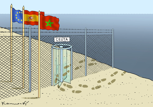 Cartoon: SPANISCHE ENKLAVE CEUTA-MAROKKO (medium) by marian kamensky tagged spanische,enklave,ceuta,spanische,enklave,ceuta