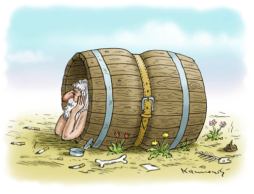 Cartoon: Sparer Diogenes (medium) by marian kamensky tagged schnallen,enger,gürtel,diogenes,finanzkrise,krise,griechenland,sparprogramm,sparprogramm,griechenland,finanzkrise,gürtel