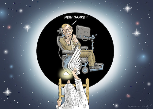 Cartoon: STEPHEN HAWKING (medium) by marian kamensky tagged stephen,hawking,physik,wissenschaft,schwarze,löcher,stephen,hawking,physik,wissenschaft,schwarze,löcher