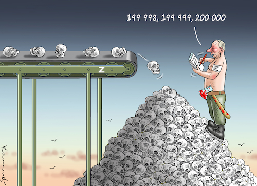 Cartoon: STOLZER MÖRDER (medium) by marian kamensky tagged kriegsverbrecher,putin,den,haag,kriegsverbrecher,putin,den,haag