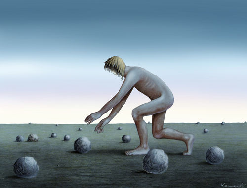 Cartoon: Stones (medium) by marian kamensky tagged humor,illustration,steine,mensch,psyche,schwer,leicht,aufgabe