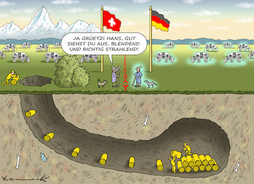 Cartoon: STRAHLEMANN HANS (medium) by marian kamensky tagged atommülllager,schweiz,atommülllager,schweiz