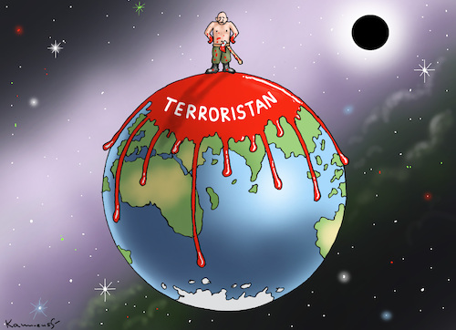 Cartoon: TERRORISTAN (medium) by marian kamensky tagged putins,bescherung,ukraine,provokation,swift,nato,osterweiterung,putins,bescherung,ukraine,provokation,swift,nato,osterweiterung