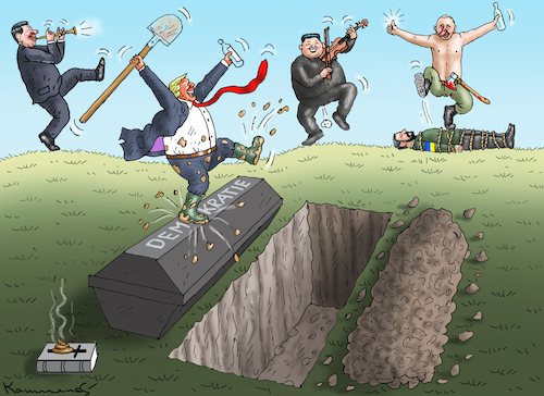 Cartoon: TODESFEIER (medium) by marian kamensky tagged putin,ukraine,kapitulation,trump,putin,ukraine,kapitulation,trump