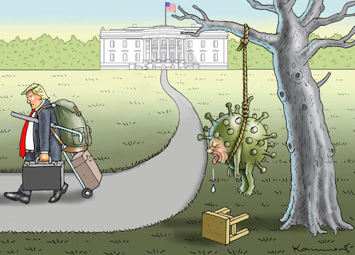 Cartoon: TODTRAURIGES CORONA (medium) by marian kamensky tagged us,wahlen,joe,biden,trump,corona,bob,woodward,harris,pence,us,wahlen,joe,biden,trump,corona,bob,woodward,harris,pence