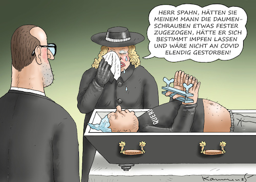 Cartoon: TOTGESCHWURBELT (medium) by marian kamensky tagged curevac,corona,impfung,pandemie,impfpflicht,curevac,corona,impfung,pandemie,impfpflicht