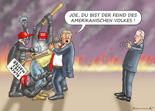 Cartoon: TRUMP - DER AMERIKA-BESCHÜTZER (medium) by marian kamensky tagged us,wahlen,joe,biden,trump,corona,us,wahlen,joe,biden,trump,corona