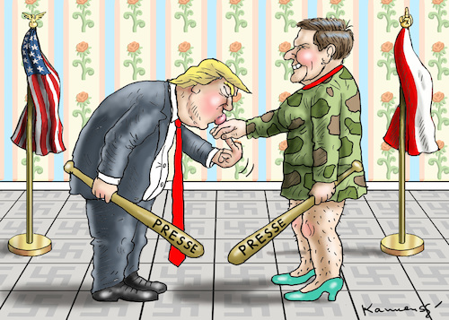 Cartoon: TRUMP BESUCHT SZYDLO IN POLEN (medium) by marian kamensky tagged trump,besucht,szydlo,in,polen,trump,besucht,szydlo,in,polen